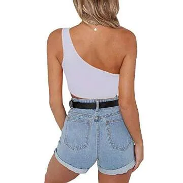CUNLIN Tube top Womens Crop Tops Going Out top one Shoulder Tube Bustier Cropped Womens Outfitters Summer Ribbed White 08 M