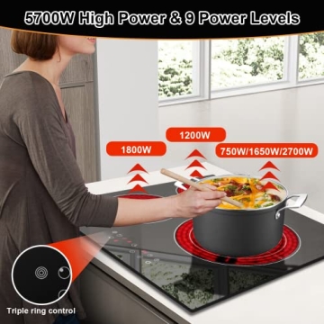 Karinear Electric Cooktop - 3 Burners with Safety Lock
