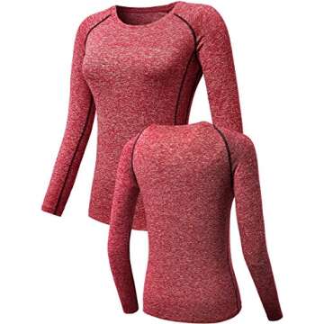 NELEUS Women's 3 Pack Workout Clothes Compression Running Shirt,8021,Black,Grey,Red,M,Tag L