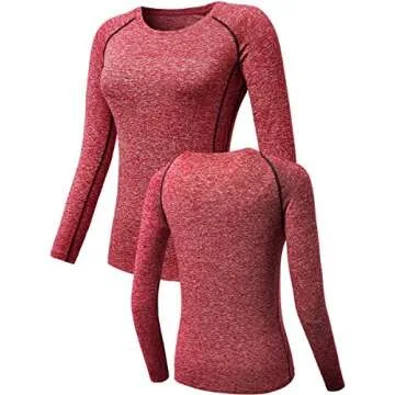 NELEUS Women's 3 Pack Workout Clothes Compression Running Shirt,8021,Black,Grey,Red,M,Tag L