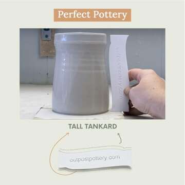 OUTPOST POTTERY Profile Ribs - Precision Pottery Rib Tools Made W/Durable PLA for Consistent Shapes, Floating Designs & Accurate Craft - Texture & Trimming Tools(Tall Tankard)