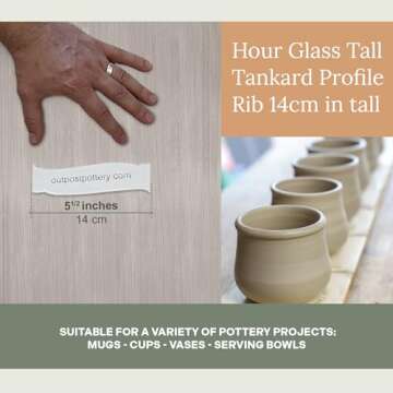 OUTPOST POTTERY Profile Ribs - Precision Pottery Rib Tools Made W/Durable PLA for Consistent Shapes, Floating Designs & Accurate Craft - Texture & Trimming Tools(Tall Tankard)