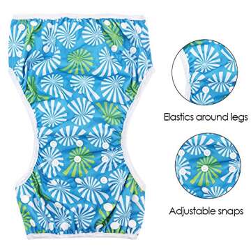 Reusable Swim Diaper Washable Swim Diapers with Adjustable Snaps for Baby Shower Gifts & Swimming Lessons 2 Packs