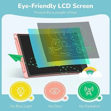 TECJOE LCD Writing Tablet for Kids - Colorful Doodle Board