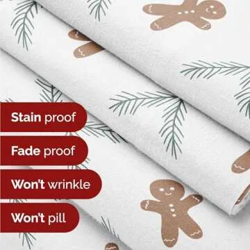 Flannel Christmas Sheets - 100% Cotton Flannel Sheets - Queen Size Sheet Set - Extra Soft & Cozy - Thick Warm Heavyweight Winter Sheets - Gingerbread Deep Pocket Holiday Sheets for Women, Men & Kids