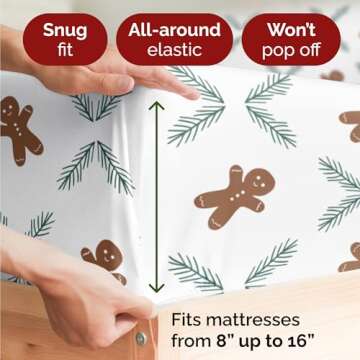 Flannel Christmas Sheets - 100% Cotton Flannel Sheets - Queen Size Sheet Set - Extra Soft & Cozy - Thick Warm Heavyweight Winter Sheets - Gingerbread Deep Pocket Holiday Sheets for Women, Men & Kids