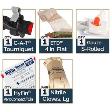 North American Rescue M-FAK Mini First Aid Kit (Black) NAR First Responders Compact Medical Bag with...