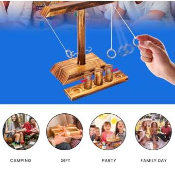 Ring Toss Game for Adults: Table Games - Camping Games for Adults - Yard Games Outdoor Games for Adults and Family - Hook and Ring Games for Camping & Party, 15.7" X 13" Large Size