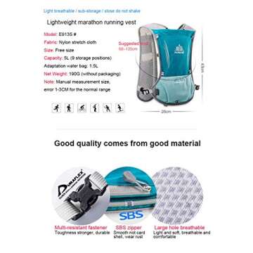 Win.Deeper 5L Lightweight Running Backpack Outdoor Sports Trail Racing Marathon Hiking Fitness Bag Hydration Vest Pack (Rose Red +500ML Water Bottle)