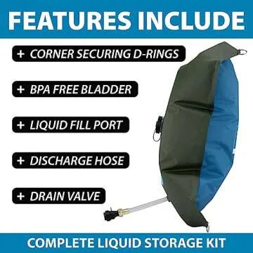 Jenlis Ivy Bag Large Drinking Water Bladder, Food Grade & BPA Free Container, Big Portable Fluid Holding Tank, Durable Potable Liquid Transport Tote, Compact Collapsible & Foldable Storage, 50 Gallon