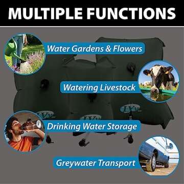 Jenlis Ivy Bag Large Drinking Water Bladder, Food Grade & BPA Free Container, Big Portable Fluid Holding Tank, Durable Potable Liquid Transport Tote, Compact Collapsible & Foldable Storage, 50 Gallon