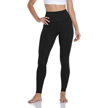 HeyNuts Workout Pro Full Length Yoga Leggings for Tall Women, Tummy Control Compression Athletic Yoga Pants 28'' Black L(12)