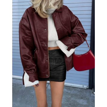 Trendy Faux Leather Motorcycle Jacket for Women