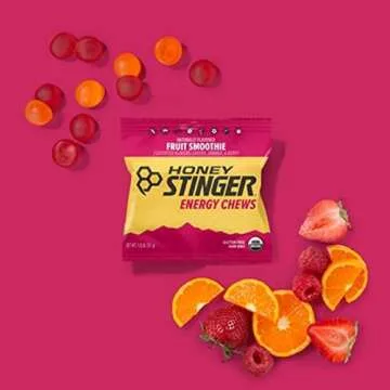 Honey Stinger Organic Fruit Smoothie Energy Chew | Gluten Free & Caffeine Free | for Exercise, Running and Performance | Sports Nutrition for Home & Gym, Pre and Mid Workout | 12 Pack, 21.6 Ounce