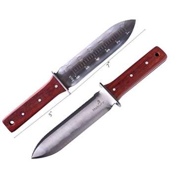 HOKURU Hori Hori Knife - Landscaping, Digging, Weeding, Cutting, Planting Gardening Tool With Leathe...