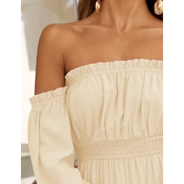 ZESICA Women’s Sexy Off Shoulder Maxi Dress in Light Yellow