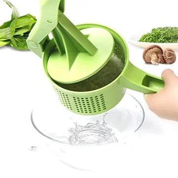 Romote Spinner Vegetable Creative Pressing Vegetable Stuffing Squeezer Fruit Squeezing Tool Hand-Pressure Dehydration Tool for Kitchen Dining (Green)