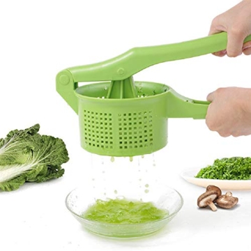 Romote Spinner Vegetable Creative Pressing Vegetable Stuffing Squeezer Fruit Squeezing Tool Hand-Pressure Dehydration Tool for Kitchen Dining (Green)