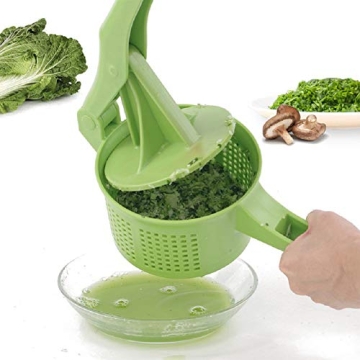 Romote Spinner Vegetable Creative Pressing Vegetable Stuffing Squeezer Fruit Squeezing Tool Hand-Pressure Dehydration Tool for Kitchen Dining (Green)