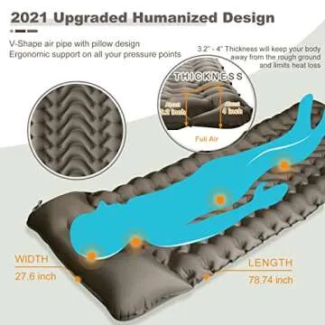 MEETPEAK Camping Pad, Foot Press Inflatable Sleeping Pad Thick 4 Inch Lightweight Camping Sleeping M...