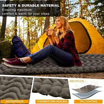 MEETPEAK Camping Pad, Foot Press Inflatable Sleeping Pad Thick 4 Inch Lightweight Camping Sleeping Mat Ultralight Compact Waterproof Air Mattress for Outdoor Hiking Hammock Backpacking Sleeping Bag