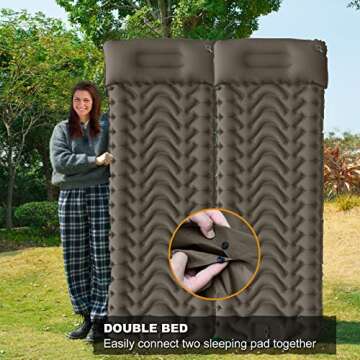 MEETPEAK Camping Pad, Foot Press Inflatable Sleeping Pad Thick 4 Inch Lightweight Camping Sleeping Mat Ultralight Compact Waterproof Air Mattress for Outdoor Hiking Hammock Backpacking Sleeping Bag