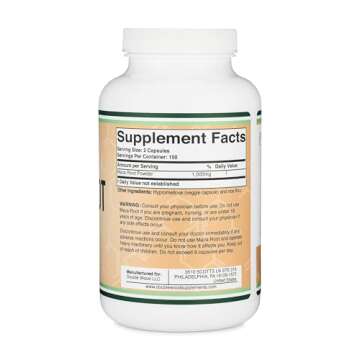 Maca Root Capsules for Women and Men, 300 Count (1,000mg of Black, Red, Yellow Maca Powder per Serving) Grown in Peru (for Energy, Performance, Motivation) by Double Wood