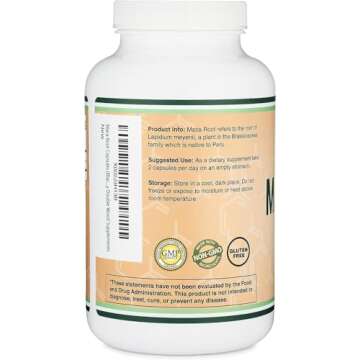 Maca Root Capsules for Women and Men, 300 Count (1,000mg of Black, Red, Yellow Maca Powder per Serving) Grown in Peru (for Energy, Performance, Motivation) by Double Wood