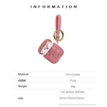 Sparkly Diamond Case for AirPods with Keychain, Shockproof Protective Premium Bling Rhinestone Cover...