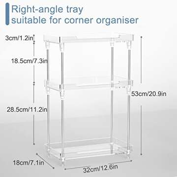 YIEZI Multi-Functional Plastic Shelf, 3-Tier, Anti-Slip, Easy Assembly, 30cm x 30cm x 10cm, Ideal for Organizing Cosmetics, Perfumes, Soaps, Lotions, and More