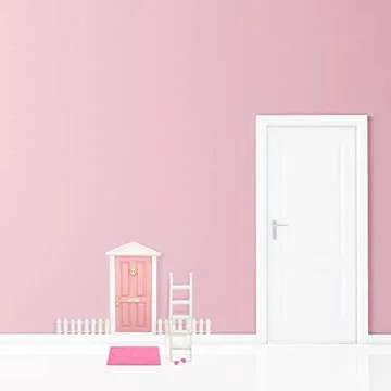 Tooth Fairy Door Kit Mini Wooden Tooth Fairy Door with Accessories Fairy Tale Education Learning Toy for Girls Dollhouse Mini Garden Decoration DIY Craft Activities (Pink)