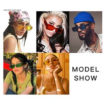 VANLINKER Y2K Trendy Rectangle Sunglasses for Women Men Retro Fashion 90s Glasses Thick Square Frame...