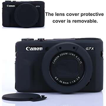 Pocoukate Camera Body Case for Canon G7X /G7X Mark II Silicone Case Cover with Optical 9H Hardness 0.3mm Ultra-Thin DSLR Camera Screen Protector