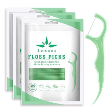Leiouna Dental Floss Picks 300 Count,Tooth Picks Thread Flossers Easy Grip Handle for Adults Kids Te...