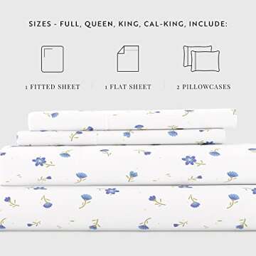 Linen Market Light Blue Floral Full Bedding Sheet Set