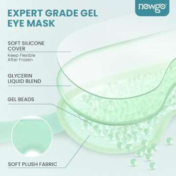 NEWGO Eye Ice Pack Cold Eye Mask Cooling Eye Mask for Puffy Eyes, Tired Eyes, Eye Cold Compress Ice Eye Mask for Eyes After Surgery, Migraines, Stress, Itchy Eyes, Skin Care, Eye Spa - Green