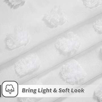 MYSKY HOME White Pom Pom Sheer Curtains for Bedroom Light Filtering Semi-Sheer Curtains for Nursery Girls Kids Room Rod Pocket Boho Voile Window Draperies Big White 52 x 45 inch 2 Panels