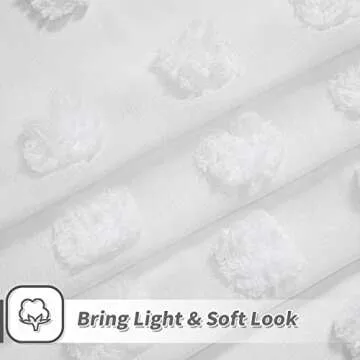 MYSKY HOME White Pom Pom Sheer Curtains for Bedroom Light Filtering Semi-Sheer Curtains for Nursery Girls Kids Room Rod Pocket Boho Voile Window Draperies Big White 52 x 45 inch 2 Panels