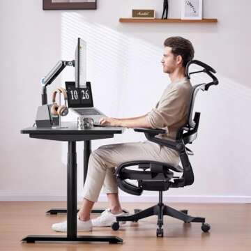 Ergonomic Office Chair with Foot Rest - Comfortable Mesh Seat for Home Office
