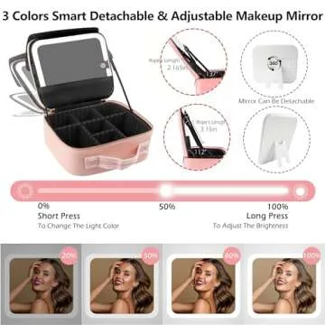 MOMIRA Travel Makeup Bag with Lighted Mirror & Adjustable Brightness