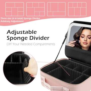 MOMIRA Travel Makeup Bag with Lighted Mirror & Adjustable Brightness
