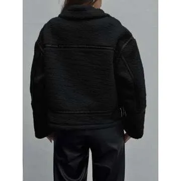 Tankaneo Womens Faux Fur Jacket Trendy Sherpa Coat