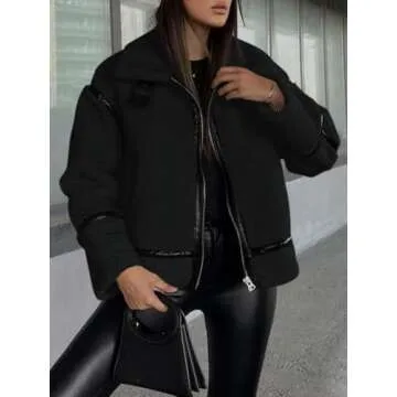 Tankaneo Womens Faux Fur Jacket Trendy Sherpa Coat