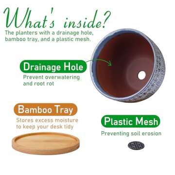 G EPGardening Ceramic Plant Pots with Drainage and Saucers