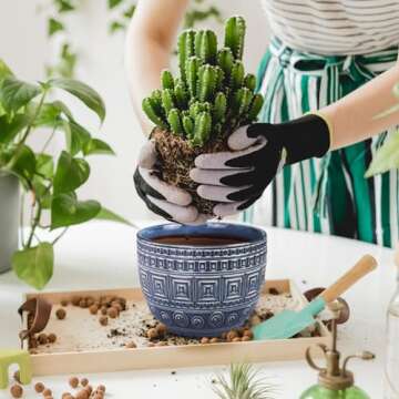 G EPGardening Ceramic Plant Pots with Drainage and Saucers