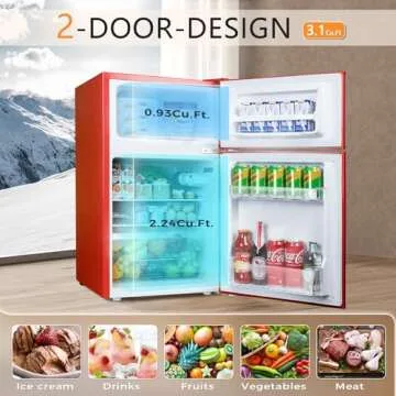 Antarctic Star Mini Fridge Compact Refrigerator 3.2Cu.Ft. AC Only 15 Amp 115 Volt 60 Hz AC Low Noise...