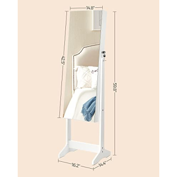 SONGMICS Freestanding Jewelry Cabinet with Mirror