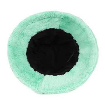 Umeepar Winter Faux Fur Fuzzy Bucket Hat Fluffy Warm Hat for Women Men (Plain Turquoise)