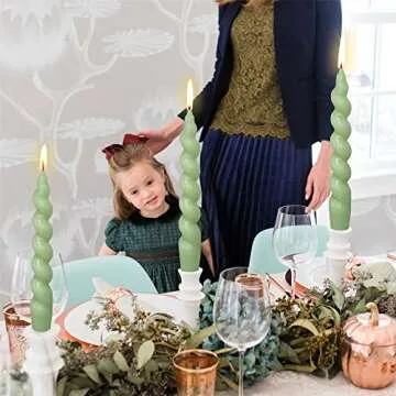 Gedengni Swirl Candlesticks Short Taper Candles-7.5inches Green Candle Stick Spiral Tapered Candles ...
