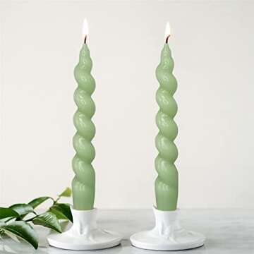 Gedengni Swirl Candlesticks Short Taper Candles-7.5inches Green Candle Stick Spiral Tapered Candles Small Twisted Candlestick for Home Décor Weddings Festive Women Gifts (2D4PC-GREEN)